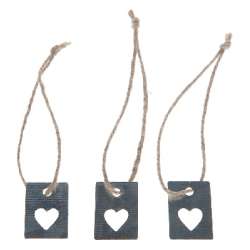 Cf 20pz etchette di zinco con cuore cm 3x2