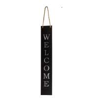 Scritta welcome su lastra di metallo cm 9 h55 black