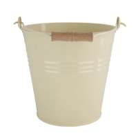 Vaso in latta con manico in legno dm 23 h 22 avorio