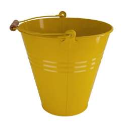 Vaso in latta con manico in legno dm 29 h 29 yellow
