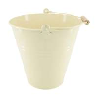 Vaso in latta con manico in legno dm 29 h 29 off white