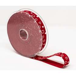 Nastro velluto rosso cuori  bianchii mm 40 x15 mt