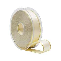 Nastro doppio raso lamè mm 25x20 mt avorio gold