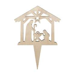 Cf 4 pz pick in legno presepe di natale