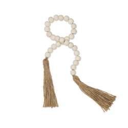 Cf 3pz decor perle legno avorio e nappe in corda