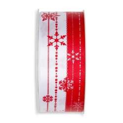 Nastro fiocchi di neve mm40x20mt biancorosso