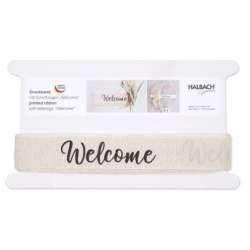 Nastro stampato welcome mm 35 x7 mt avorio 22 scritte