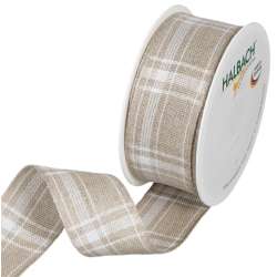 Nastro lino scozzese  mm 37 x 10 mt white cream