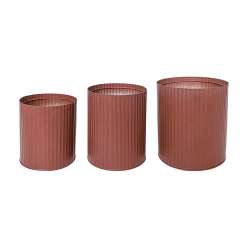 Set 3pz portavasi cilindrici di latta red 033