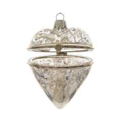 Cuore apribile in vetro anticato cm 7x8 silver
