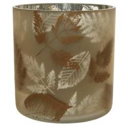 Vaso di vetro  foglie cm 20 h 20 pearl gold