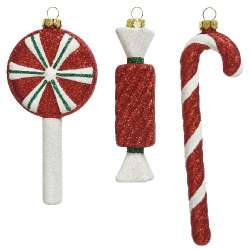 Cf 3pz stick candy glitterati red white h 13-6
