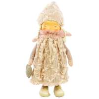 Bambina angelo dec cuore  h 38 cm rosa
