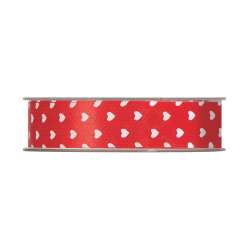 Nastro raso cuori cm 25x 45mt  red