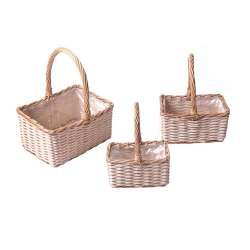 Set 3pz cesti  lana con manico cm 23 x17 cm 15x10 cream