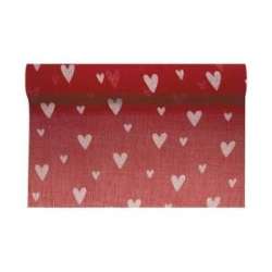 Runner lino cuori rossi mm 51 x 5 mt rosso cuori bianco