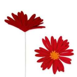 Cf 4 fiori in feltro cm 17,5 x3mm h 40 rossi