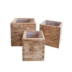 Set 3 vasi quadri cm 17,5x18,5h 21,5x22,5h 25,5 naturale ( 2