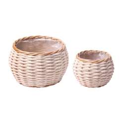Set 2pz cesti bombati lana dm 17 h13 dm 10 h10 cream