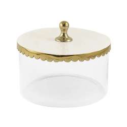 Contenitore di vetro cm 25 h18 alluminio gold