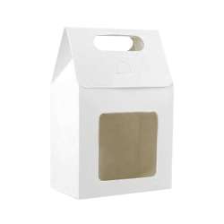 SACCHETTO IN CARTA CON FINESTRA IN PVC - 8.5 CM X 5.8 CM X H.15 CM - CF 25 PZ - BIANCO in Scatole e Contenitori