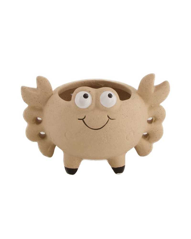 Decor Vasi & Coprivasi | PORTAVASO GRANCHIO IN TERRACOTTA - D.13 CM X H.10 CM - CREMA | 8720006210105