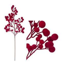 Stelo con bacche effetto velluto h 68 bordeaux