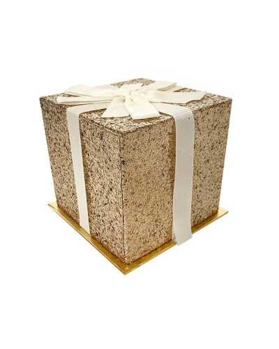 Scatole glitterate oro con fiocco - set 2 pz