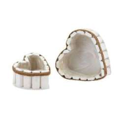 Set 2 cuori portavaso cuore legno cm 24-17 h 10-8 bianco