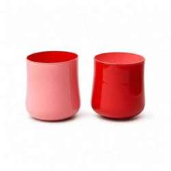 Set 2 vasi in vetro rosso- pesca dm 15 int 13  h 16
