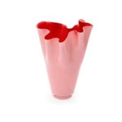 Vaso in vetro fazzoletto dm 21 h 30 pesca interno rosso