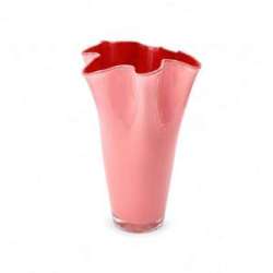 Vaso in vetro fazzoletto dm 24 h 35 pesca interno rosso