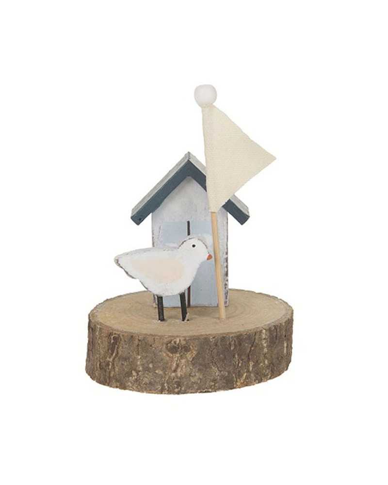 Decorazioni | UCCELLINO DECORATIVO SU DISCO DI LEGNO - D.9 X H.12 CM | 8716526561155