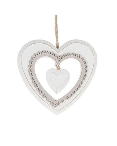 CUORE IN LEGNO DA APPENDERE - D.10 CM - BIANCO