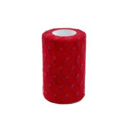Tulle pois 12.5x25mt rosso