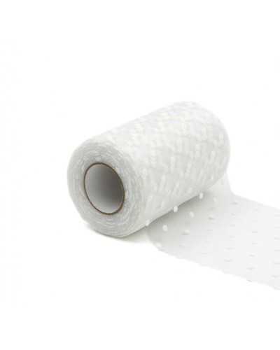 Bobina in tulle a pois bianco da 12,5 cm x 25 metri – rotolo decorativo ideale per cerimonie