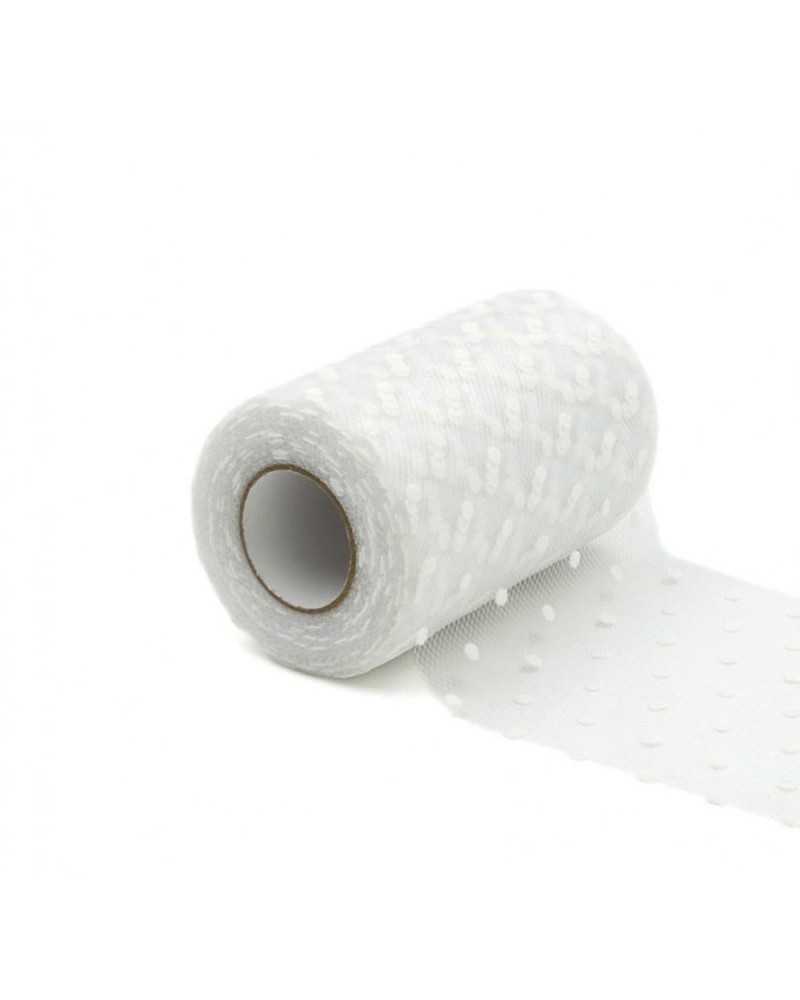 Bobina in tulle a pois bianco da 12,5 cm x 25 metri – rotolo decorativo ideale per cerimonie