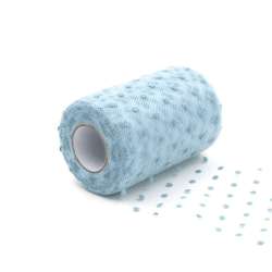 Tulle pois 12.5 x 25mt azzurro