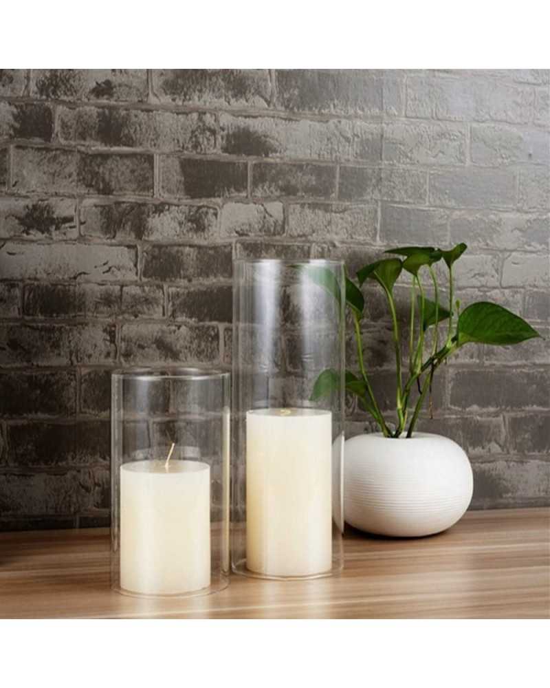 Parafiamma in vetro cilindrico con foro Ø7xH30 cm – ideale per proteggere le candele dal vento