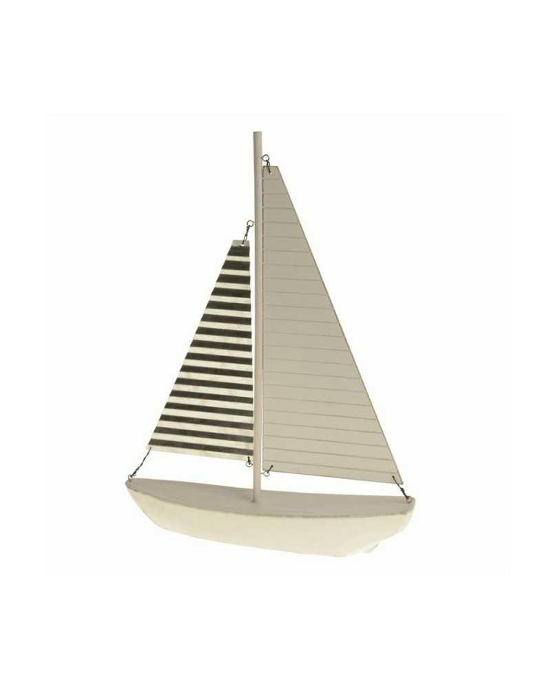 Decorazioni Mare | BARCA A VELA IN LEGNO E METALLO - 20X4 CM X H.28 CM - BIANCO | 8718532553674