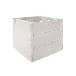 Vaso quadro cm  14x14 legno bianco