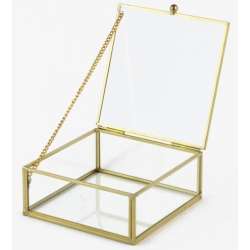 Cofanetto quadrato vetro metallo gold cm 12x12 h 5 trasparen