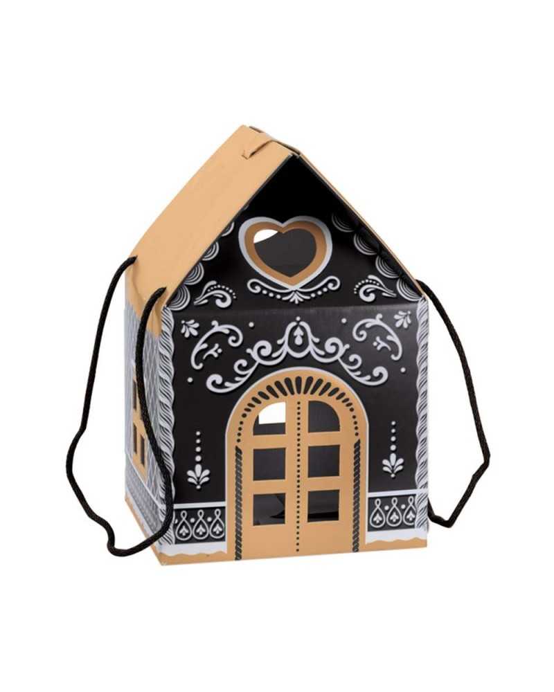 Scatole e Contenitori | SCATOLA CASETTA PORTA PANETTONE - CF 5 PZ - H.18 CM X 20X20 CM - NERO | 8007402378449