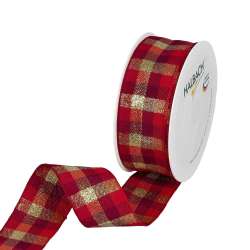 Nastro a quadri cm 38 x 18 mt rosso oro