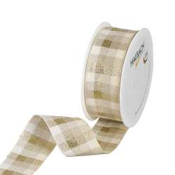 Nastro a quadri cm 38 x 18 mt cream gold