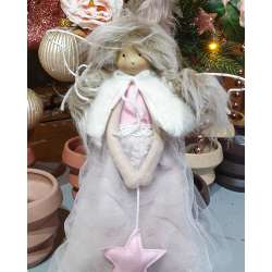 FATA IN TESSUTO CON LED - D.20 CM X P.15 X H.39 CM - ROSA in Soggetti e Personaggi