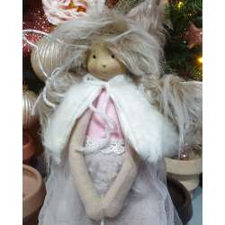 FATA IN TESSUTO CON LED - D.20 CM X P.15 X H.39 CM - ROSA in Soggetti e Personaggi
