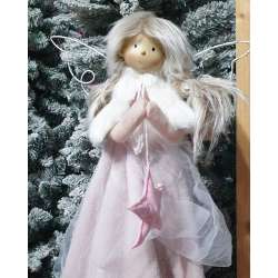 FATA IN TESSUTO CON LED - D.34 CM X P.22 X H.60 CM - ROSA in Soggetti e Personaggi