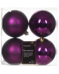 PALLINE DECORATIVE - BOX 4 PZ - D.10 CM - VIOLA