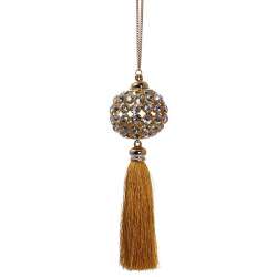 Sfera di strass con nappa ocra dm 5x19cm